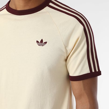 Adidas Originals - Tee Shirt A Bandes 3 Stripes KZ1201 Jaune Clair Bordeaux