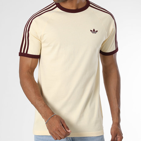 Adidas Originals - Tee Shirt A Bandes 3 Stripes KZ1201 Jaune Clair Bordeaux