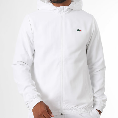 Lacoste - Veste Capuche Zippée Regular Fit Logo Crocodile Blanc