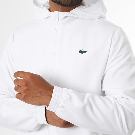Lacoste - Veste Capuche Zippée Regular Fit Logo Crocodile Blanc