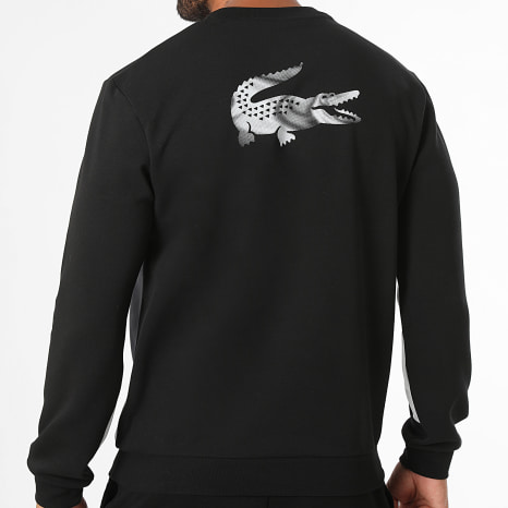 Lacoste - Sweat Crewneck Regular Fit Logo Crocodile Gris Anthracite Noir Gris Clair