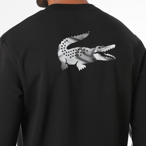 Lacoste - Sweat Crewneck Regular Fit Logo Crocodile Gris Anthracite Noir Gris Clair