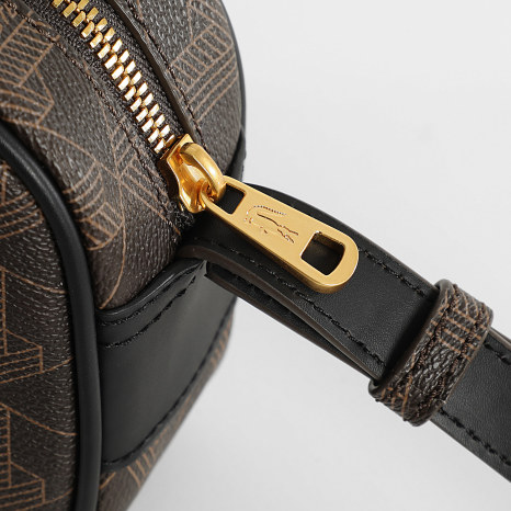 Lacoste - Sacoche Logo Crocodile Metal The Blend Marron Doré