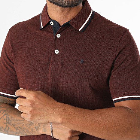 Jack And Jones - Polo Manches Courtes Paulos Bordeaux