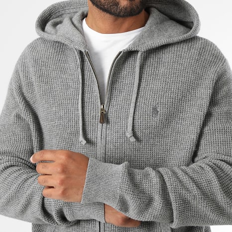 Polo Ralph Lauren - Cardigan Capuche Zippé En Maille Original Player Gris