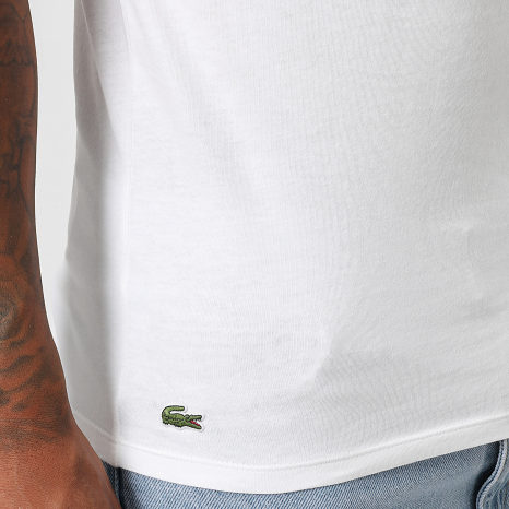 Lacoste - Lot De 3 Tee Shirts Logo Brodé Crocodile Blanc Vert Noir