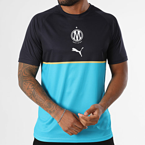 Puma - Maillot De Foot OM Warm Up Jersey 786436 Bleu Clair Bleu Marine