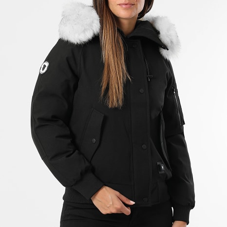 Comme Des Loups - Blouson Chauffant Femme Capuche Fourrure Madrid Noir Beige