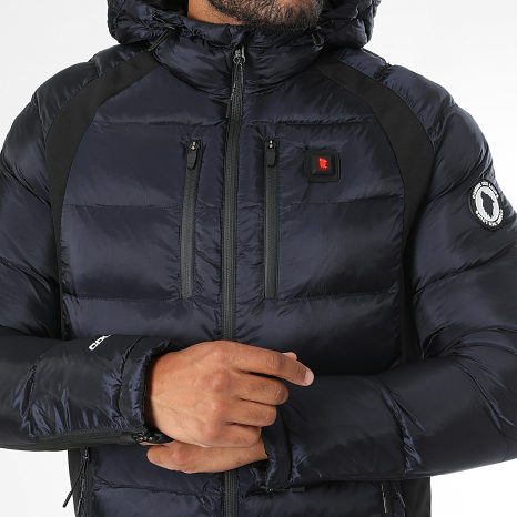 Comme Des Loups - Doudoune Chauffante Capuche Avoriaz Bleu Marine Noir