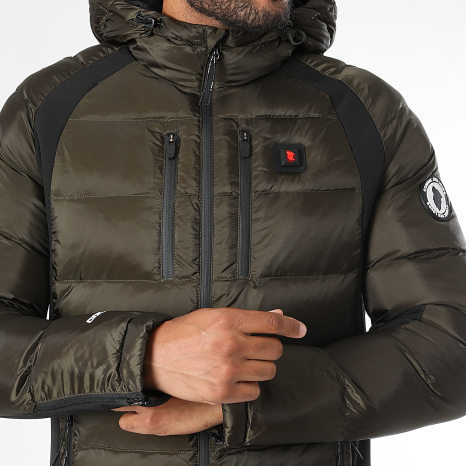 Comme Des Loups - Doudoune Chauffante Capuche Avoriaz Vert Kaki Noir