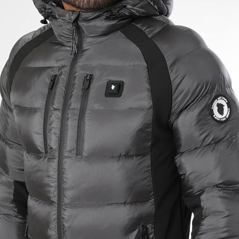 Comme Des Loups - Doudoune Chauffante Capuche Avoriaz Gris Anthracite Noir