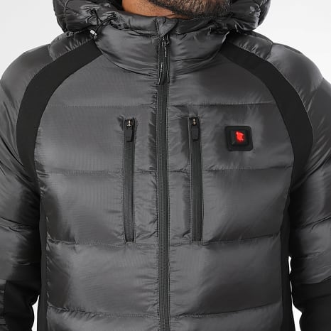 Comme Des Loups - Doudoune Chauffante Capuche Avoriaz Gris Anthracite Noir