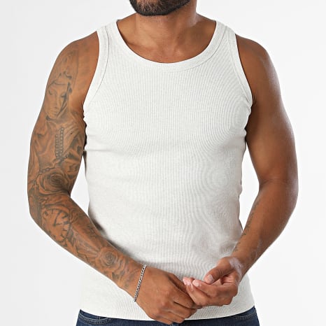 Jack And Jones - Débardeur Organic Rib Beige Clair Chiné
