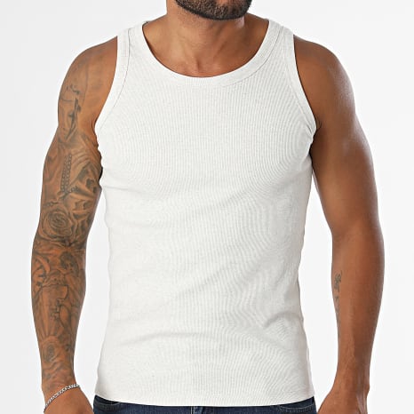 Jack And Jones - Débardeur Organic Rib Beige Clair Chiné