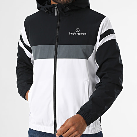 Sergio Tacchini - Veste Capuche Zippée Musa 41731 Blanc Noir Gris Anthracite
