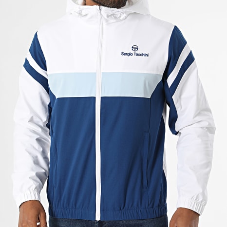 Sergio Tacchini - Veste Capuche Zippée Musa 41731 Blanc Bleu Marine Bleu Clair