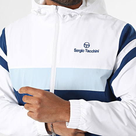 Sergio Tacchini - Veste Capuche Zippée Musa 41731 Blanc Bleu Marine Bleu Clair