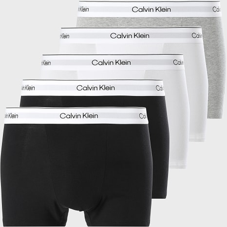 Calvin Klein - Lot De 5 Boxers NB4437 Blanc Gris Chiné Noir