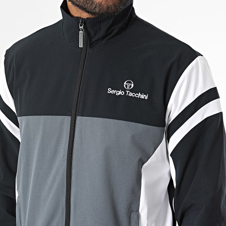 Sergio Tacchini - Ensemble De Survetement Musa 41732 Gris Anthracite Noir Blanc