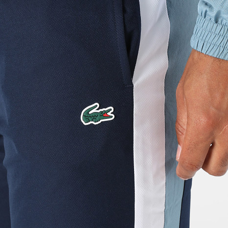 Lacoste - Pantalon Jogging Regular Fit A Bandes Logo Crocodile Bleu Marine