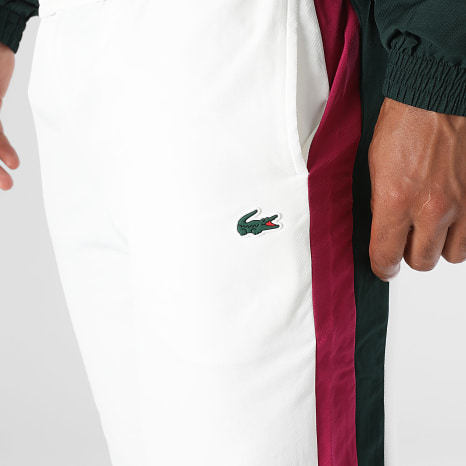 Lacoste - Pantalon Jogging Regular Fit A Bandes Logo Crocodile Beige Clair