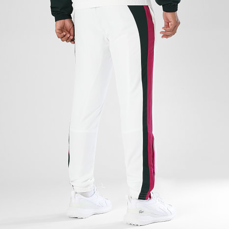 Lacoste - Pantalon Jogging Regular Fit A Bandes Logo Crocodile Beige Clair