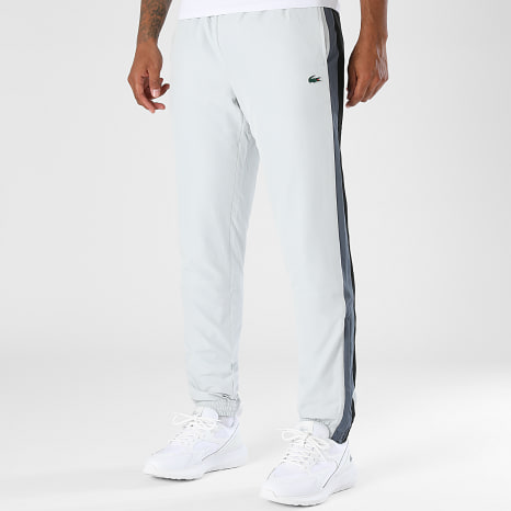 Lacoste - Pantalon Jogging Regular Fit A Bandes Logo Crocodile Gris Clair