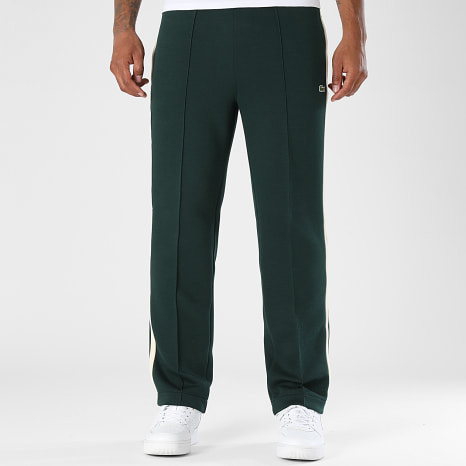 Lacoste - Pantalon Jogging A Bandes Regular Fit Logo Brodé Crocodile Vert Foncé