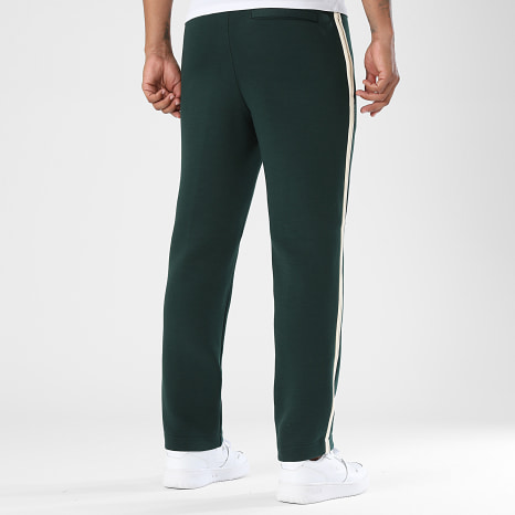 Lacoste - Pantalon Jogging A Bandes Regular Fit Logo Brodé Crocodile Vert Foncé