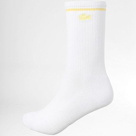 Lacoste - Lot De 6 Paires De Chaussettes Logo Brodé Crocodile Blanc