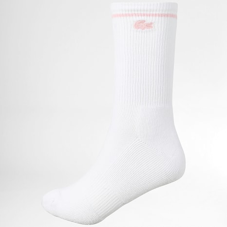 Lacoste - Lot De 6 Paires De Chaussettes Logo Brodé Crocodile Blanc