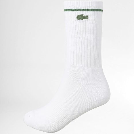 Lacoste - Lot De 6 Paires De Chaussettes Logo Brodé Crocodile Blanc