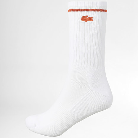 Lacoste - Lot De 6 Paires De Chaussettes Logo Brodé Crocodile Blanc