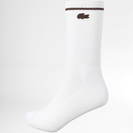 Lacoste - Lot De 6 Paires De Chaussettes Logo Brodé Crocodile Blanc