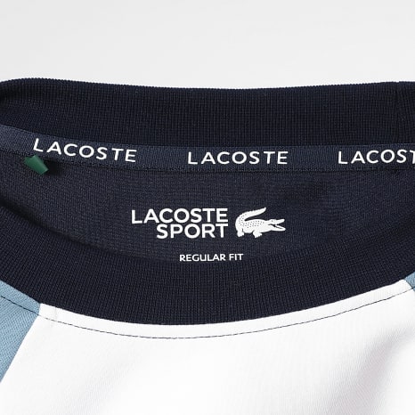Lacoste - Sweat Crewneck Regular Fit Logo Crocodile Blanc Bleu Marine