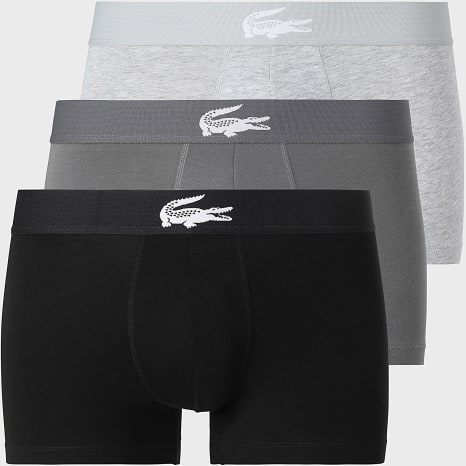 Lacoste - Lot De 3 Boxers Classic Noir Gris Chiné Gris
