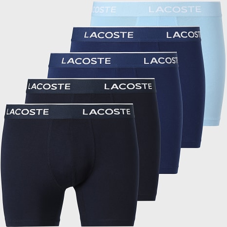 Lacoste - Lot De 5 Boxers Classic Bleu Marine Bleu Roi Bleu Clair