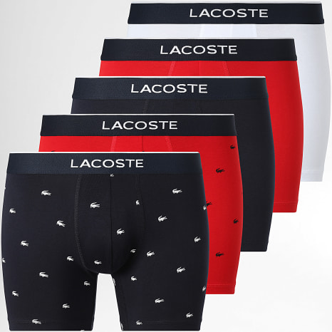 Lacoste - Lot De 5 Boxers Classic Bleu Marine Rouge Blanc