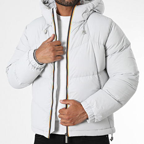 K-Way - Doudoune Capuche Quill Fancy Nylon K6135DW Gris Clair
