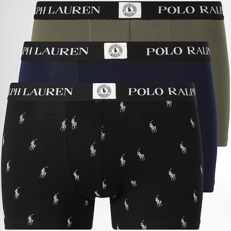 Polo Ralph Lauren - Lot De 3 Boxers MCMLXVII Noir Bleu Marine Vert Kaki