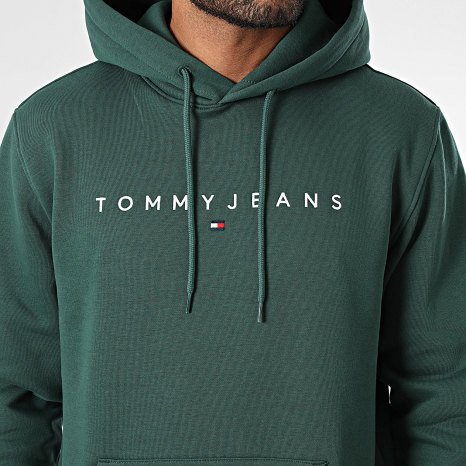 Tommy Jeans - Sweat Capuche Linear Logo 0746 Vert Foncé