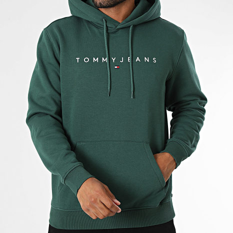 Tommy Jeans - Sweat Capuche Linear Logo 0746 Vert Foncé