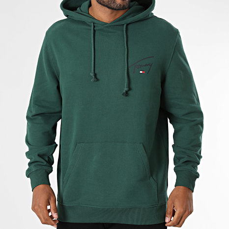 Tommy Jeans - Sweat Capuche Regular Fit Entry Signature 3587 Vert Foncé