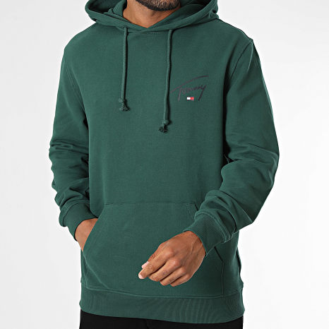Tommy Jeans - Sweat Capuche Regular Fit Entry Signature 3587 Vert Foncé