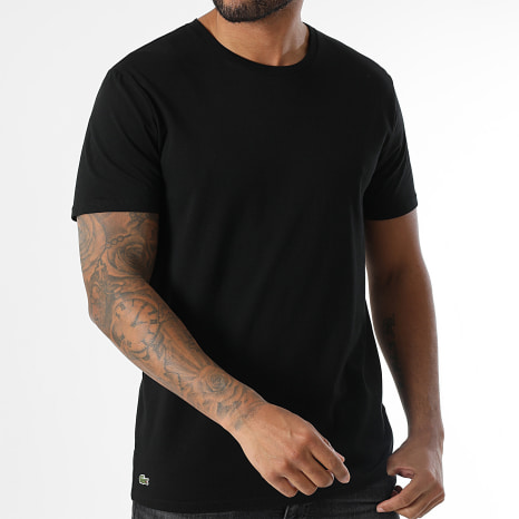 Lacoste - Lot De 3 Tee Shirts Slim Fit Logo Brodé Crocodile Noir Blanc Gris Chiné