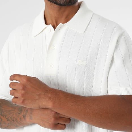 Lacoste - Polo Manches Courtes Maille Logo Brodé Crocodile Ton Sur Ton Blanc