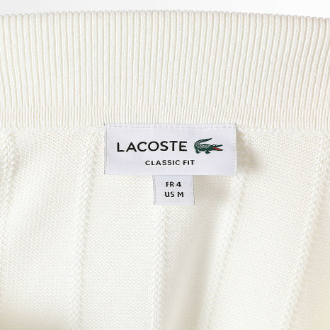 Lacoste - Polo Manches Courtes Maille Logo Brodé Crocodile Ton Sur Ton Blanc