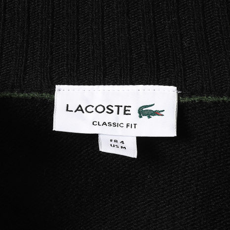 Lacoste - Pull Col Zippé Logo Brodé Crocodile Noir