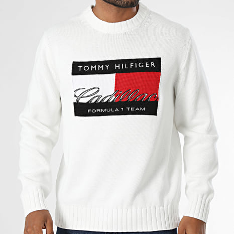 Tommy Hilfiger - Pull F1 Flag Sweater 0137 Blanc
