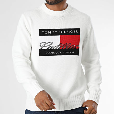 Tommy Hilfiger - Pull F1 Flag Sweater 0137 Blanc